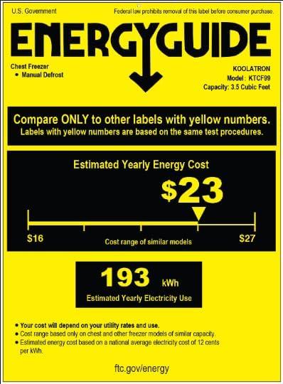 Koolatron 3.5 cu ft Compact Chest Freezer 99L White Manual Defrost Deep Freeze Storage Basket Space-Saving Flat Back