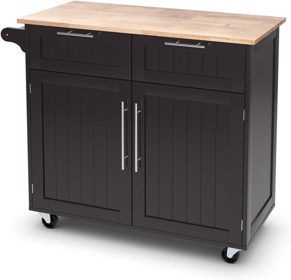 Costway Rolling Kitchen Cart Island Heavy Duty Storage Trolley Cabinet Utility