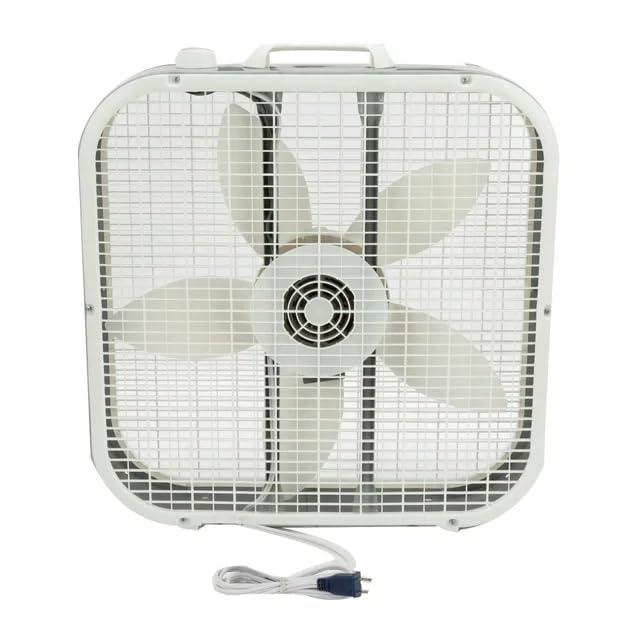 Lasko 20" Classic Box Fan with Weather-Resistant Motor, 3 Speeds, 22.5" H, White, B20200, New