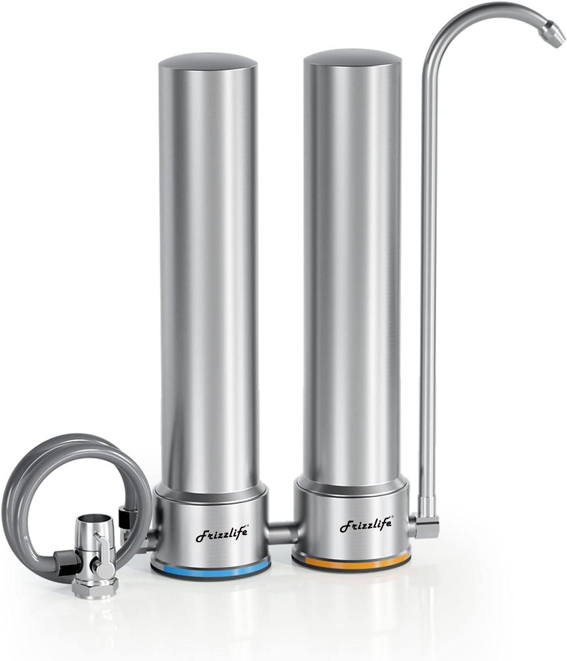 Frizzlife DS99 Dual Countertop Water Filter System, 8-Stage Stainless Steel Faucet Water Filtration System