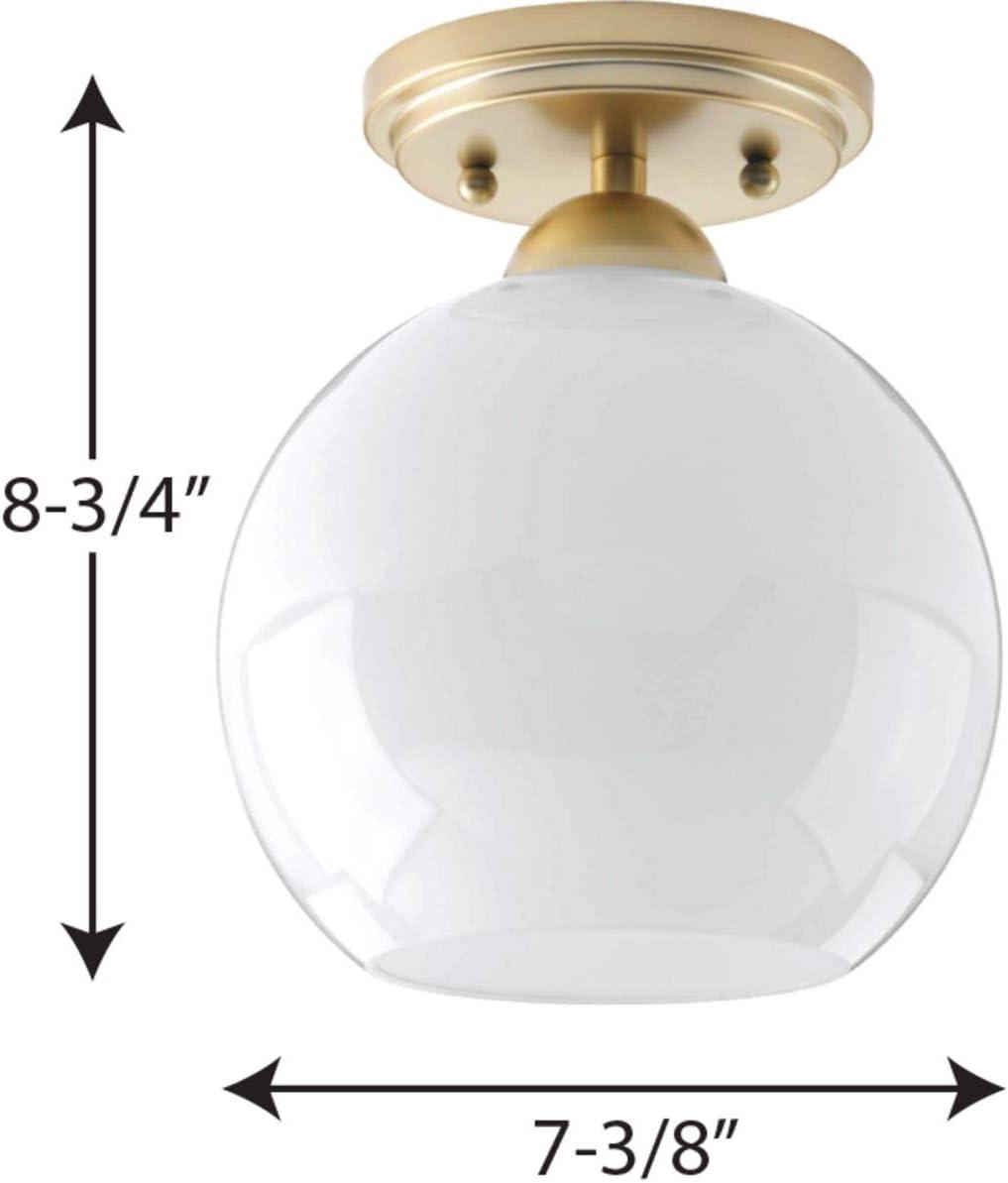 Progress Lighting Carisa 1-Light Flush Mount, Vintage Gold, White Glass Shade