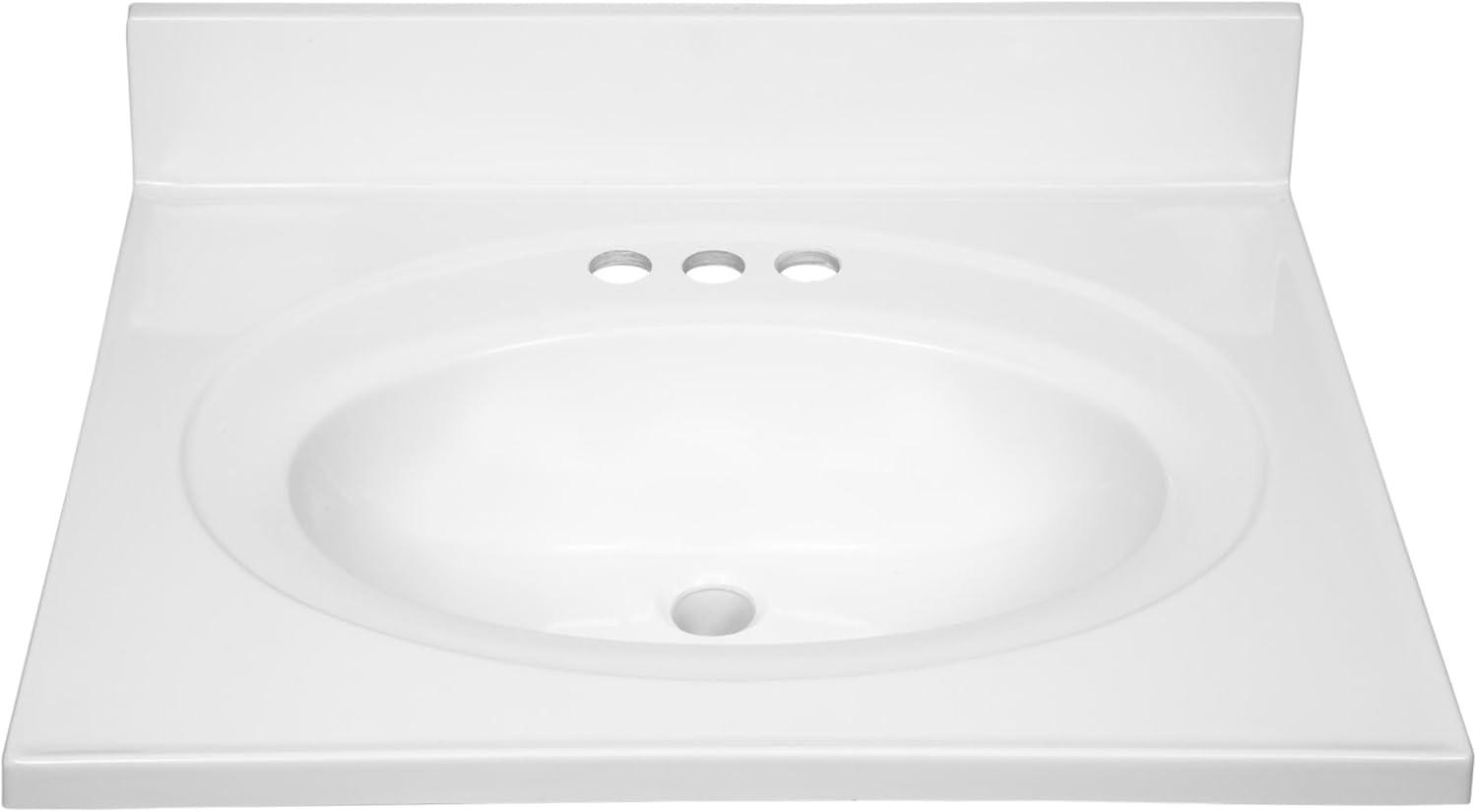 Design House  Vanity Top in Cultured Solid White Cultured Marble, 25-Inch by 22-Inch