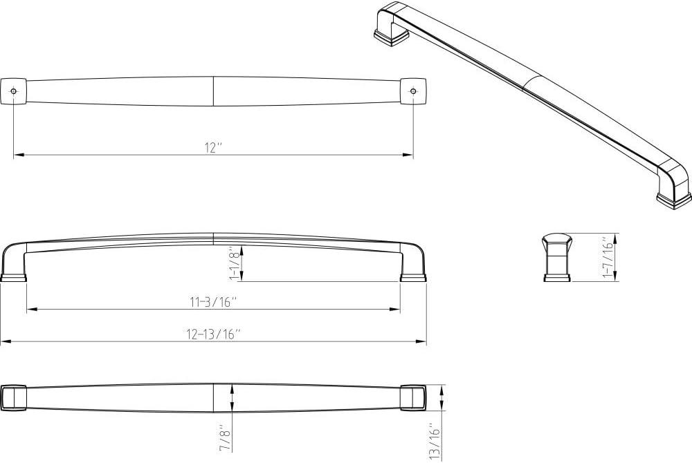 12" Center-To-Center Matte Black Square Milan 1 Appliance Handle