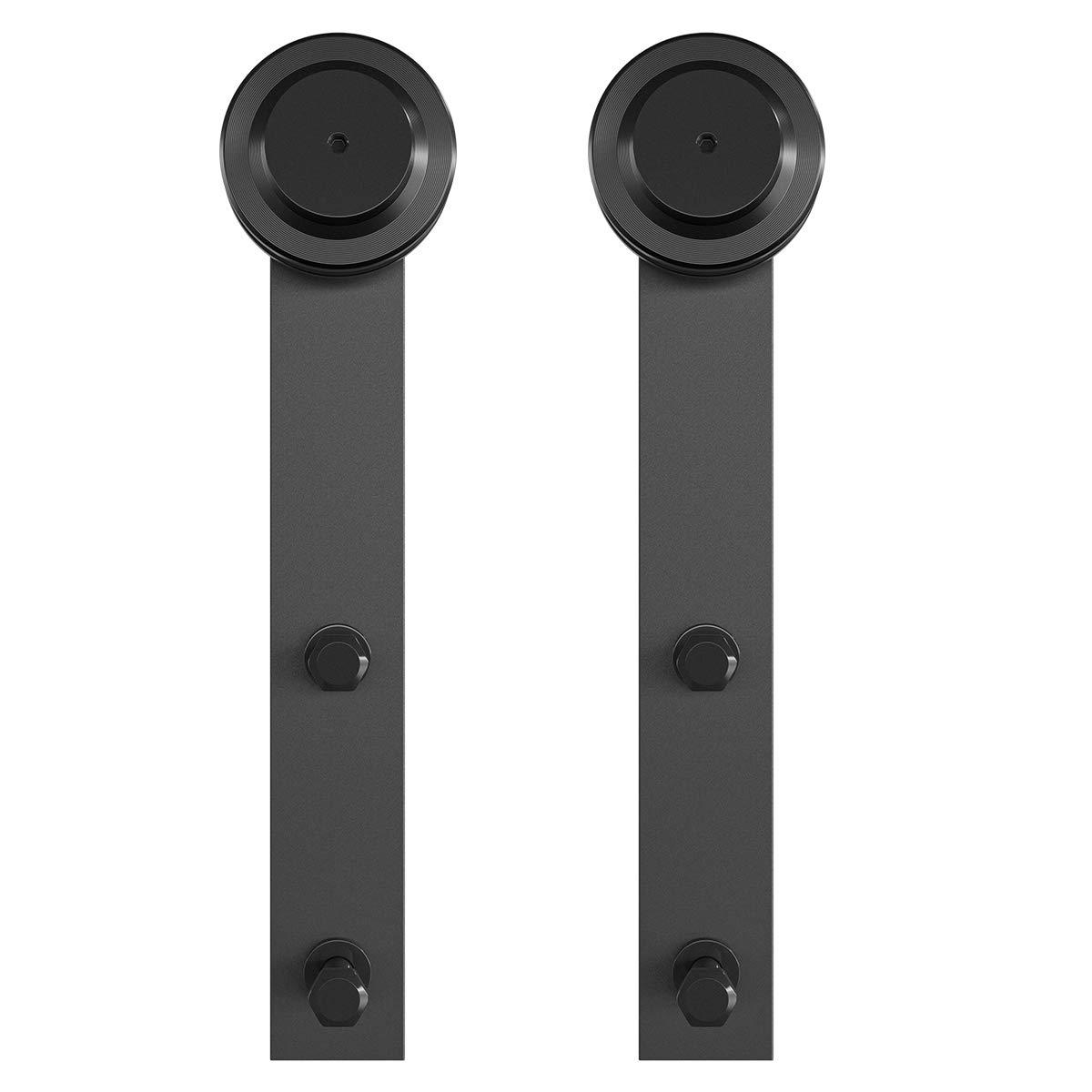 SMARTSTANDARD Sliding Barn Door Hardware Hangers 2pcs (Black) (J Shape Hangers)