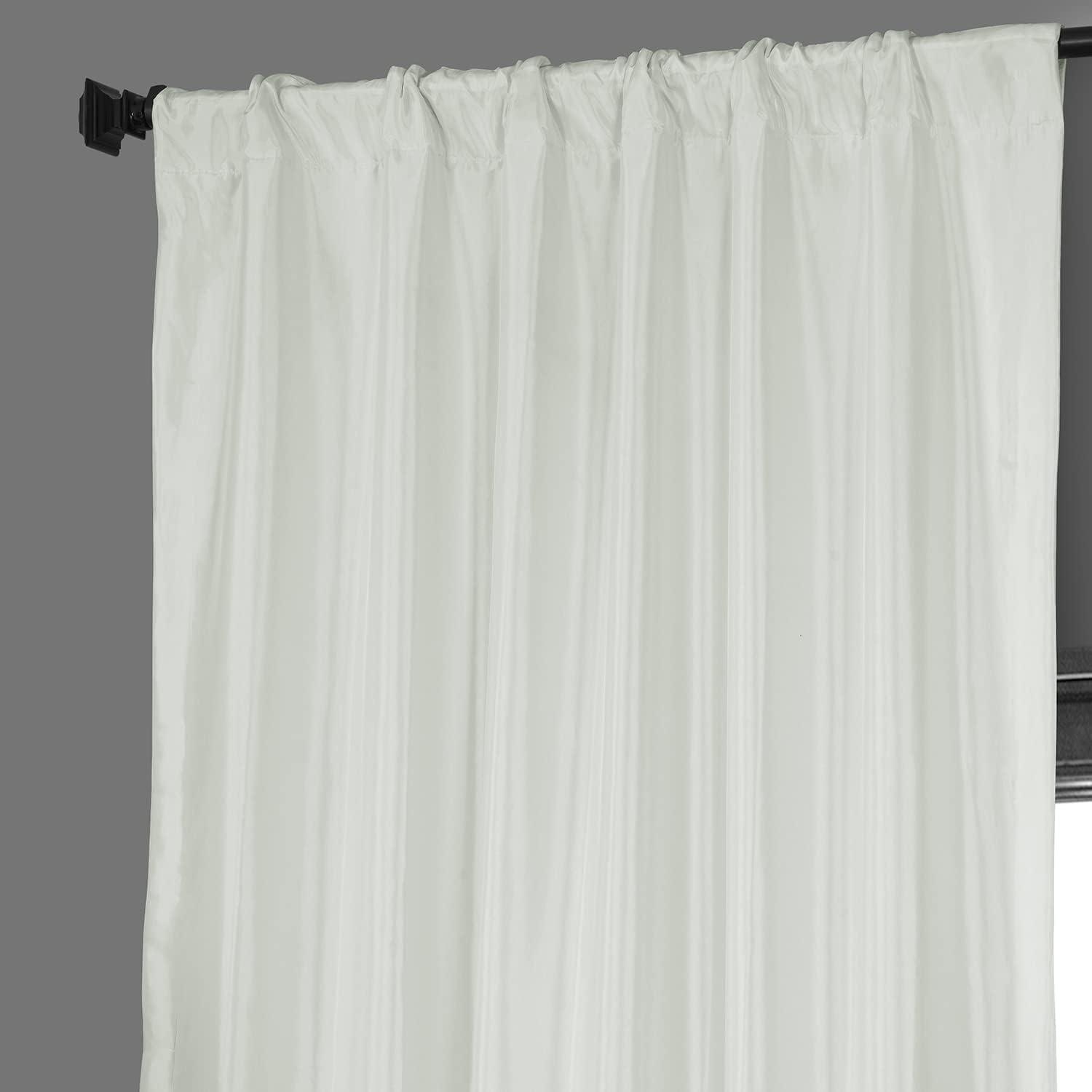 Navy Blue Blackout Faux Silk Taffeta Curtain (1 Panel), Navy Blue, 50W X 108L