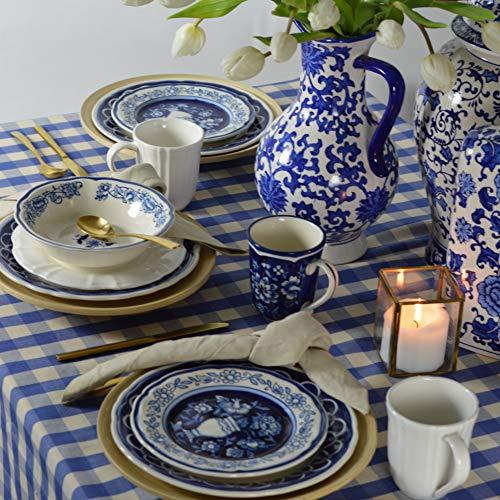 Euro Ceramica Blue Garden 16-Piece Hand-Painted Dinnerware Set- New