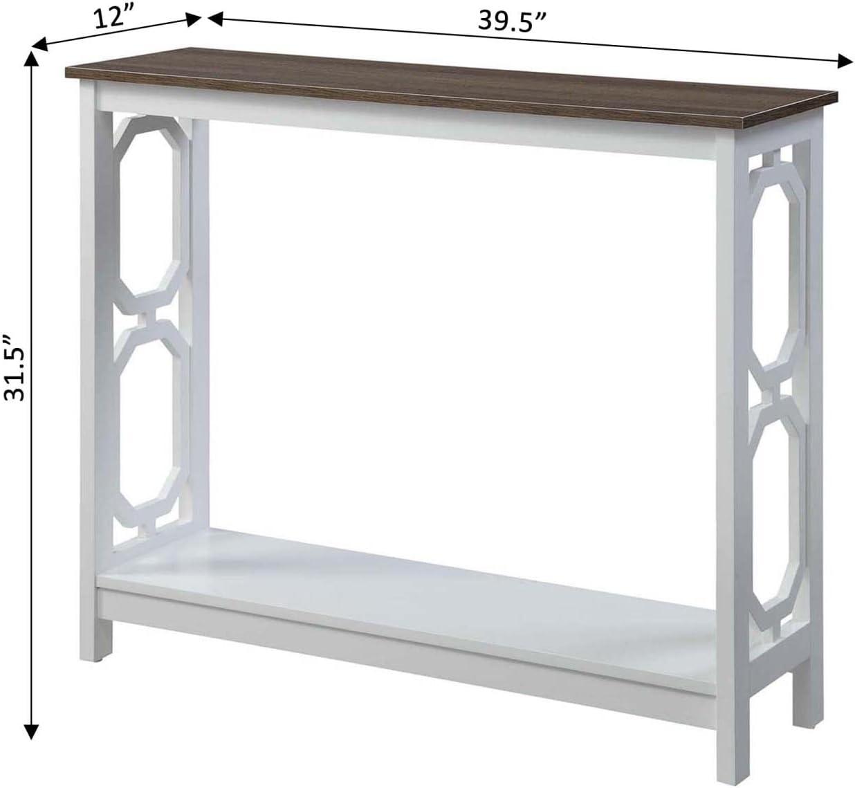 Convenience Concepts Omega Console Table with Shelf, Driftwood/White