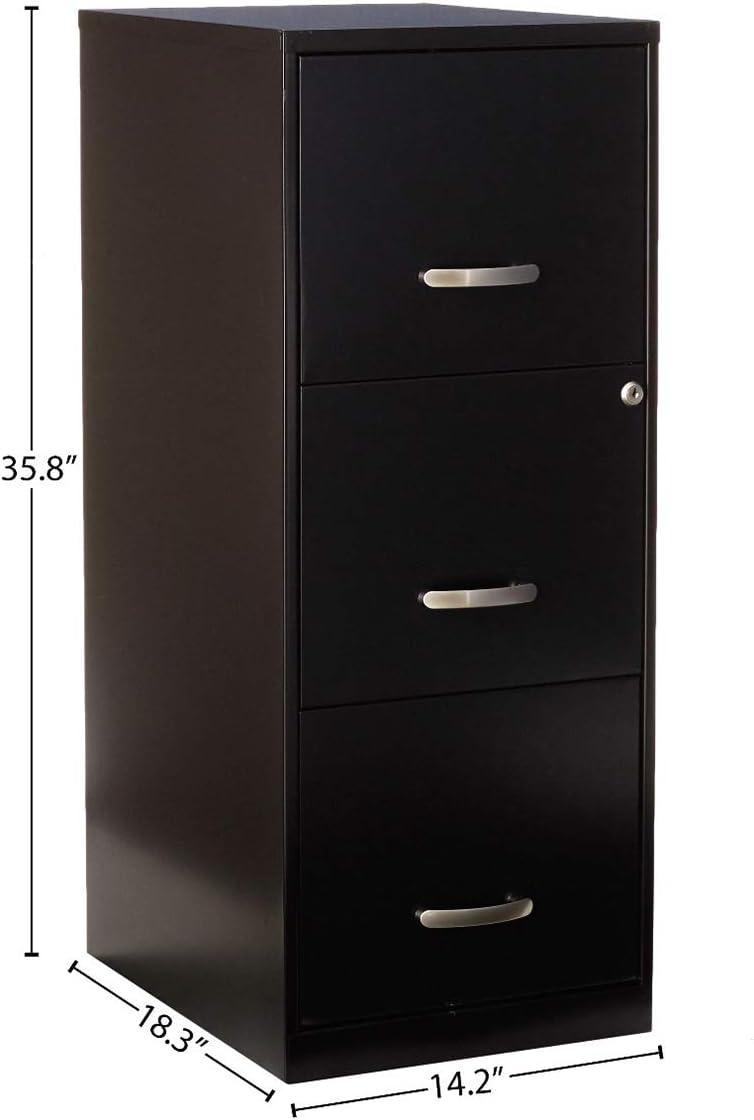 Hirsh Industries Space Solutions File Cabinet 3 Drawer - Black: Vertical Steel Storage, 35.5" Height, GreenGuard Certified