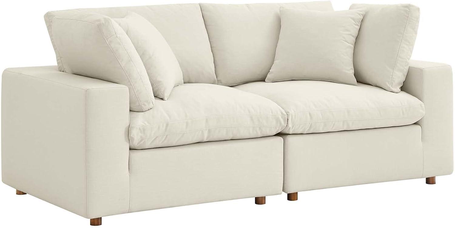 Light Beige Fabric Modern Modular Loveseat Sofa