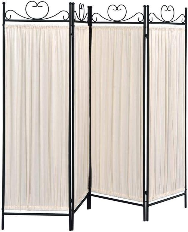 Exlonjet 4-panel Folding Screen, Beige and Black