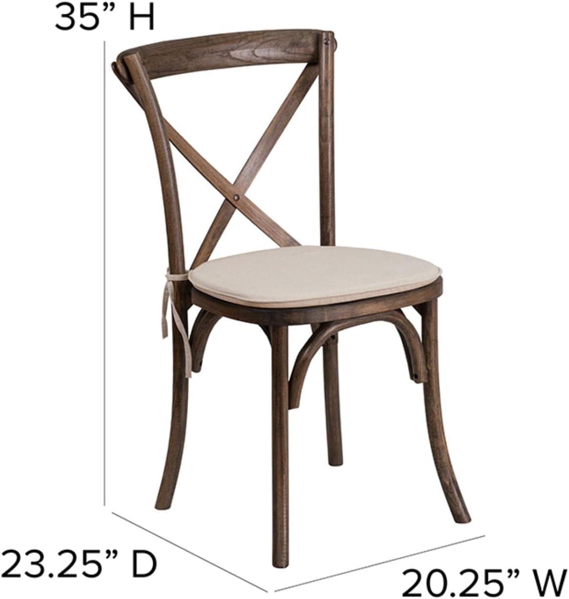 Flash Furniture HERCULES Series Stackable Early American Wood Cross Back Chair with Cushion