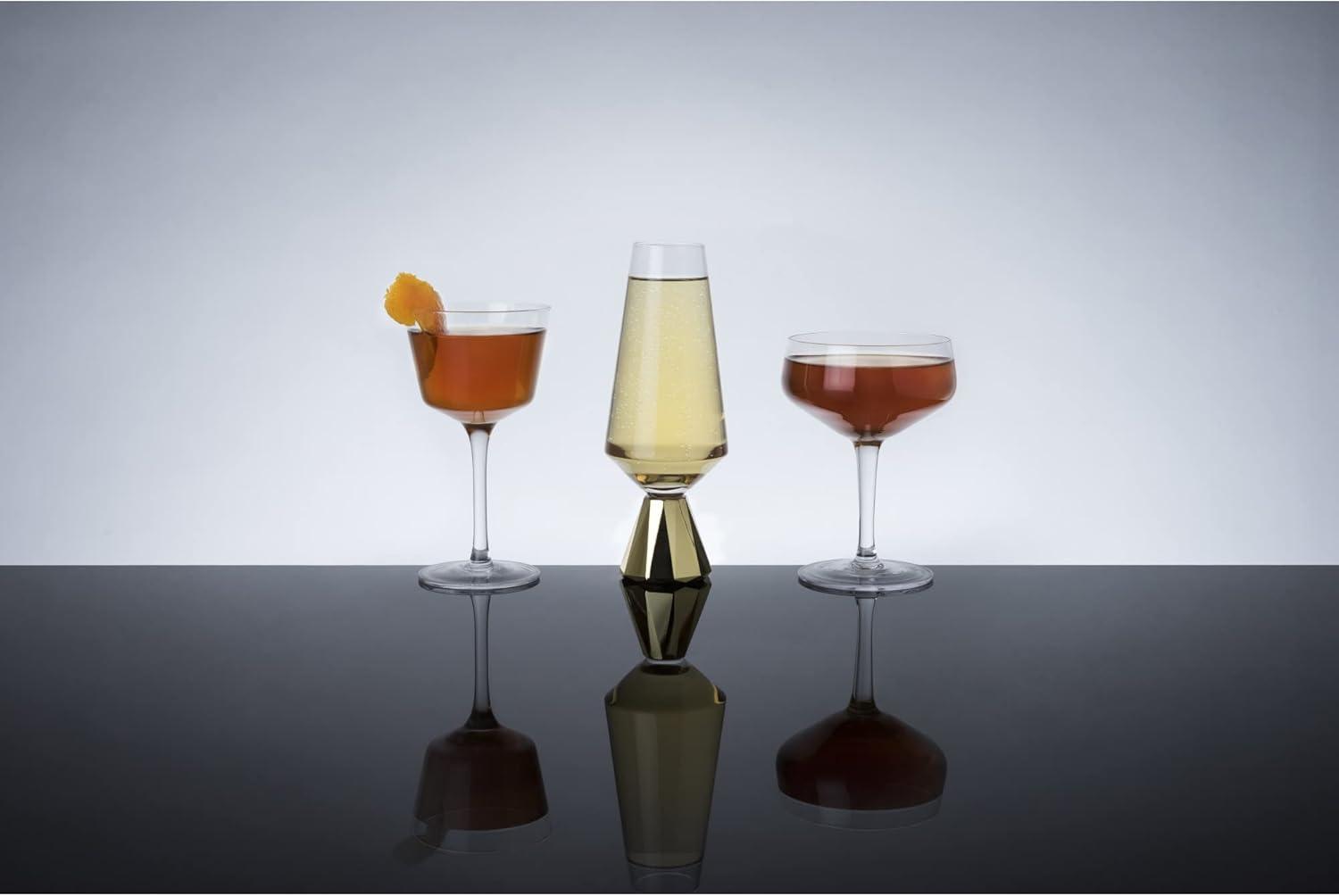 Viski Angled Crystal Coupe Cocktail Glasses Set of 2