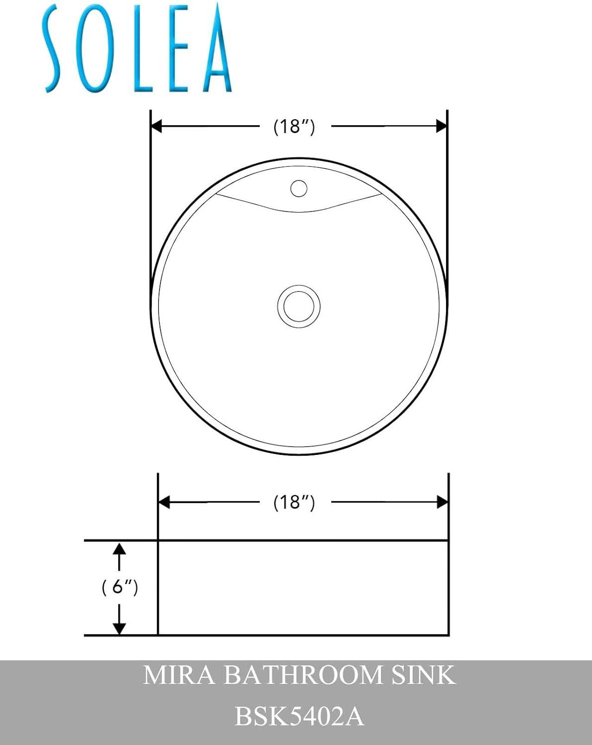 Mira White Ceramic Round Vessel Sink with Overflow Drain