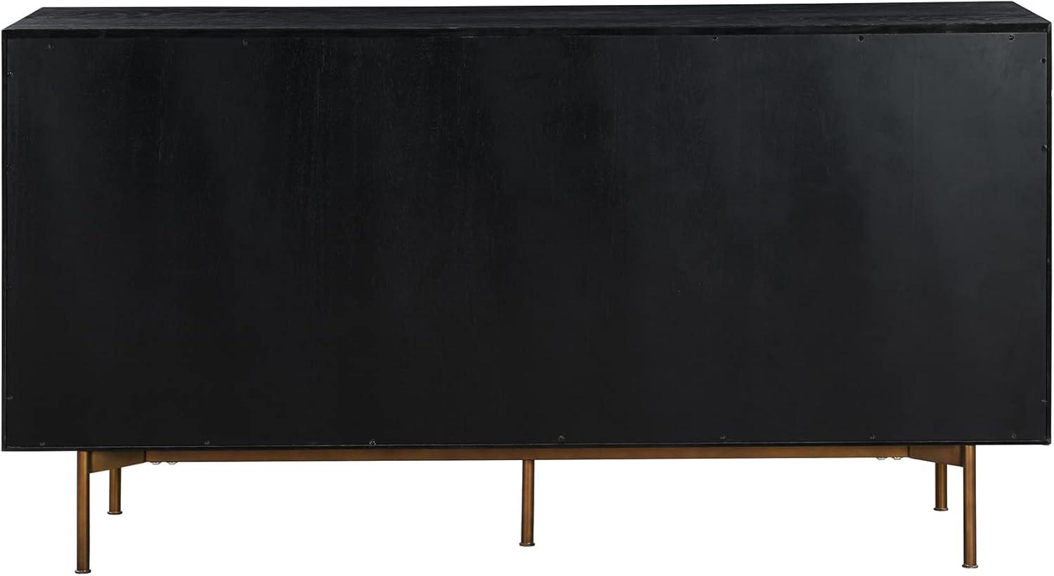 Carnaby Modern Black Brushed Oak 6-Drawer Dresser with Bronze Legs