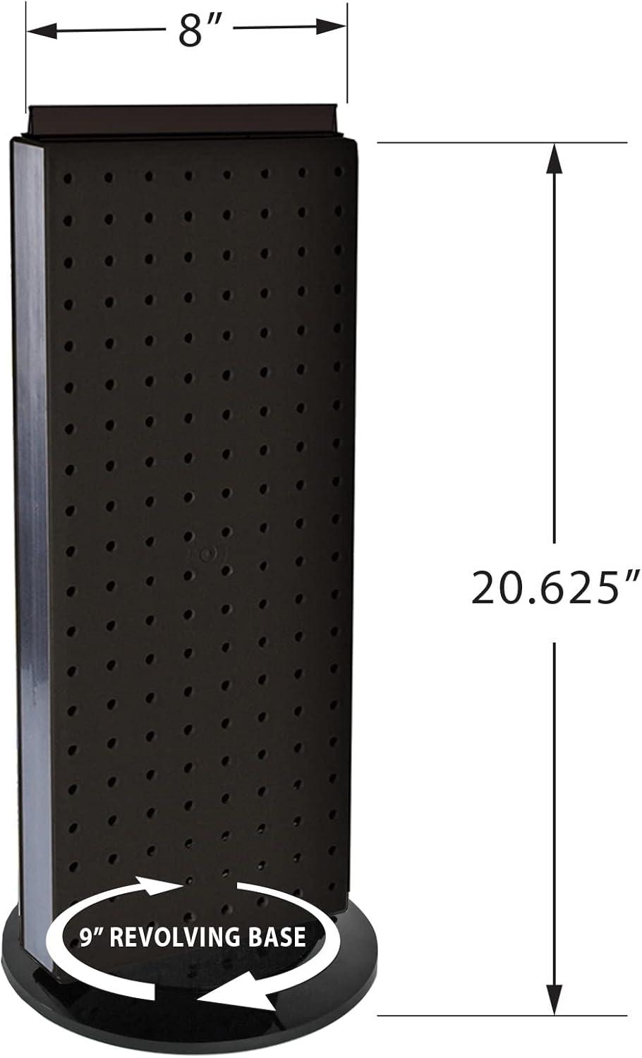 Four-Sided Revolving 4"W x 12"H Pegboard Counter Display w/ 16 2" Hooks