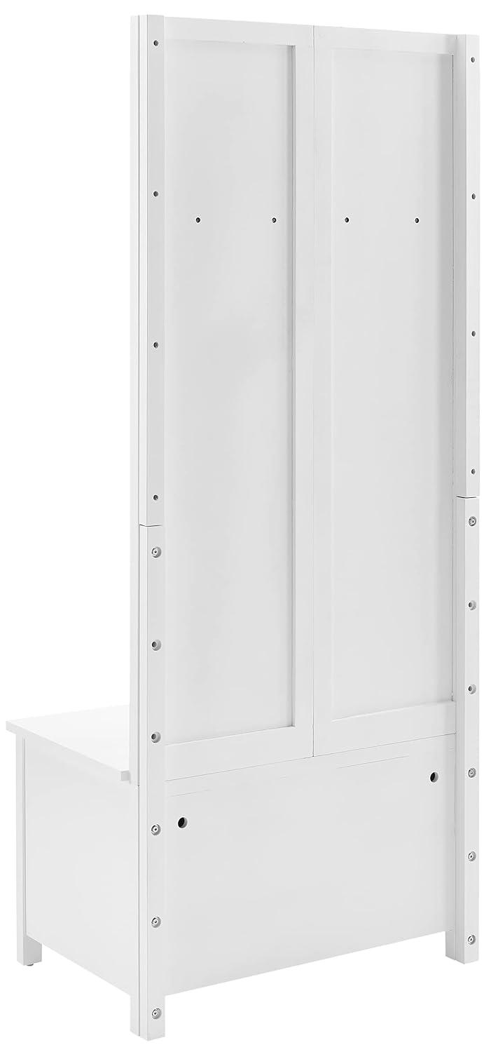 Kayce Hall Tree White - Crosley: Mudroom Storage Solution, Entryway Organizer with 4 Hooks, Veneer Finish