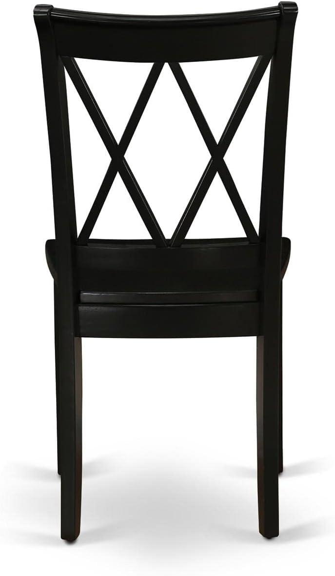 East West Furniture Clarksville 11" Wood Dining Chairs in Black (Set of 2)