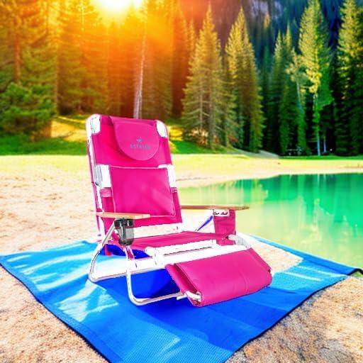 Ostrich Ostrich Deluxe Padded Lightweight Portable Adjustable Outdoor Reclining Folding Chair with Footrest