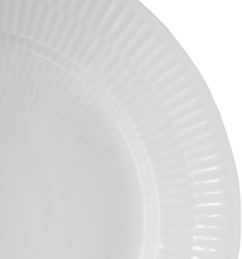 White Handcrafted Porcelain Ribbed Salad Plate