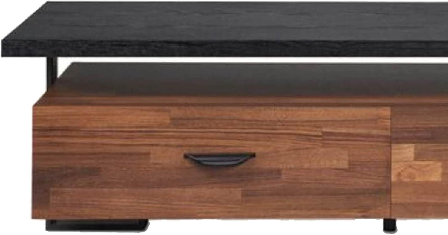 Benjara 67.3" 2-drawer Transitional Metal and Solid Wood TV Stand in Black
