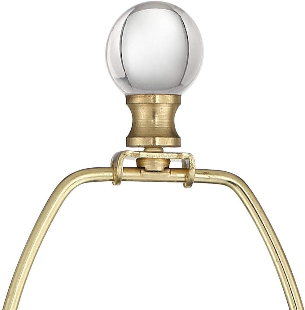 Vienna Full Spectrum Halston Art Deco Buffet Table Lamp 32 1/2" Tall Crystal Ball Brass Metal Off White Fabric Drum Shade for Bedroom Living Room Kids