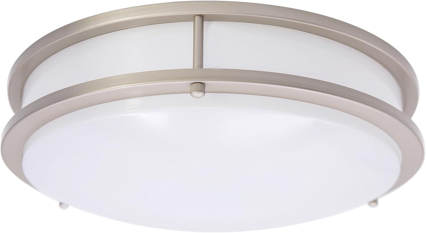 Sleek Modern 14" LED Flush Mount Ceiling Light in Brushed Nickel