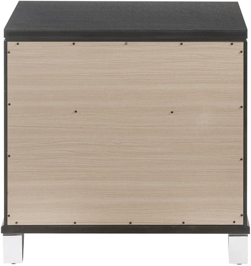 30" Sawyer Nightstand Metallic Gray - Acme Furniture: Mid-Century Modern, 2 Spacious Drawers, Acrylic Surface