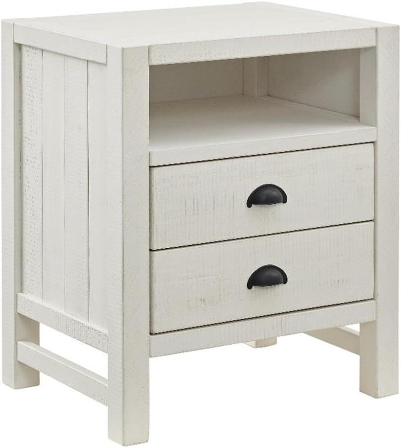 Arden 22" W Industrial Farmhouse Bohemian Style Rectangular Nightstand With 2 Drawers 1 Open Shelf