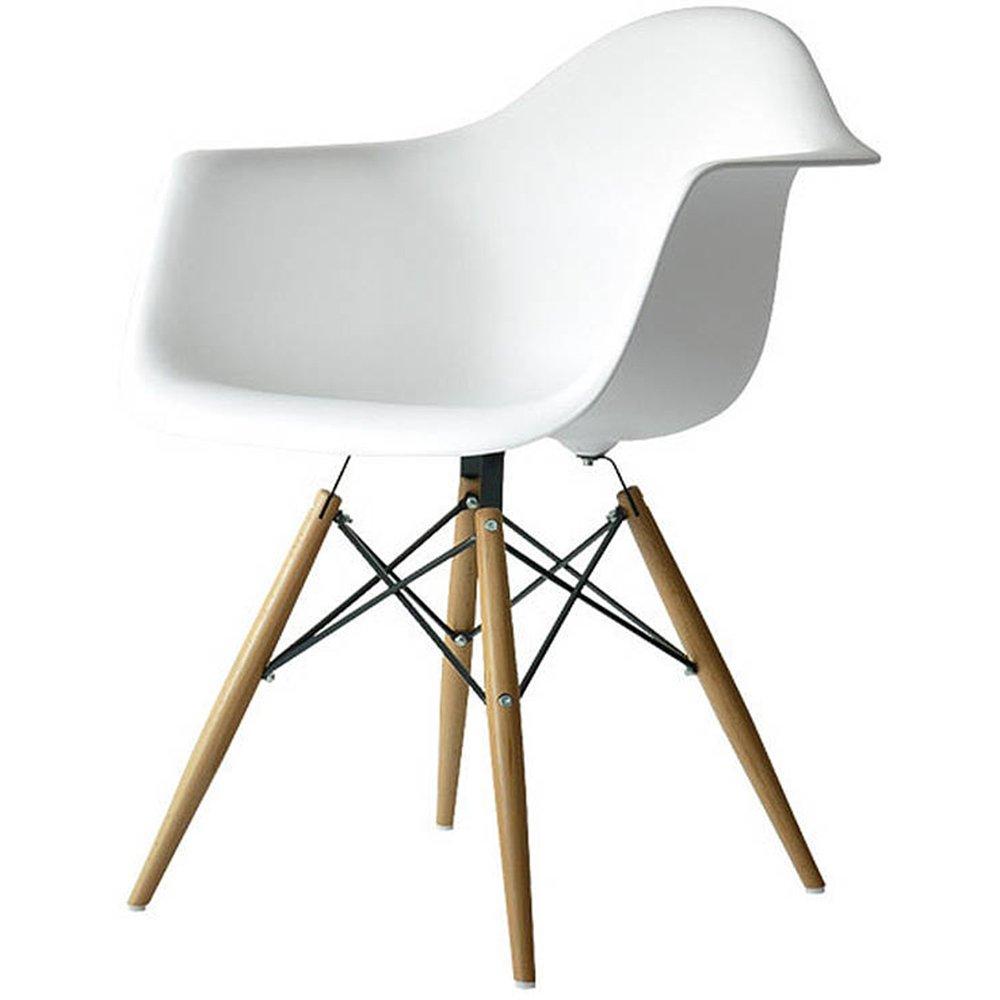 George Oliver Set of 2 Modern Dining Side Chairs from Molded Plastic Armchair Shell with Natural Wooden Legs (Set of 2)