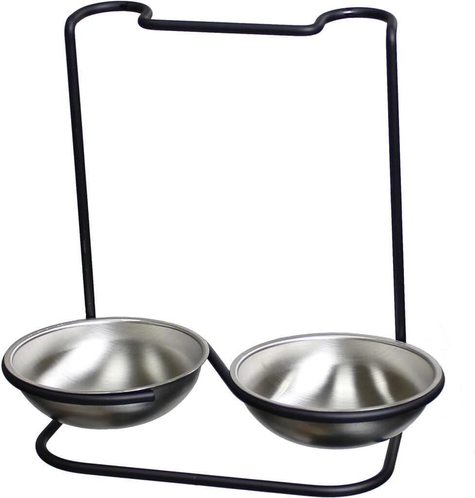 Polished Stainless Steel Double Spoon Rest with Black Frame