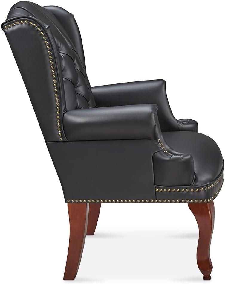 McKinley Faux Leather Wing Back Guest Chair Oxblood Polyurethane/Mahogany Wood Finish