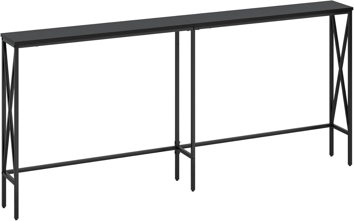 70.9'' Black Metal Extra Narrow Console Table with Storage