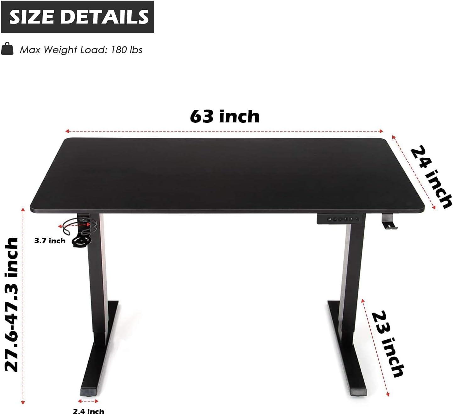 Black Adjustable Height Standing Desk with Drawer and Cup Holder