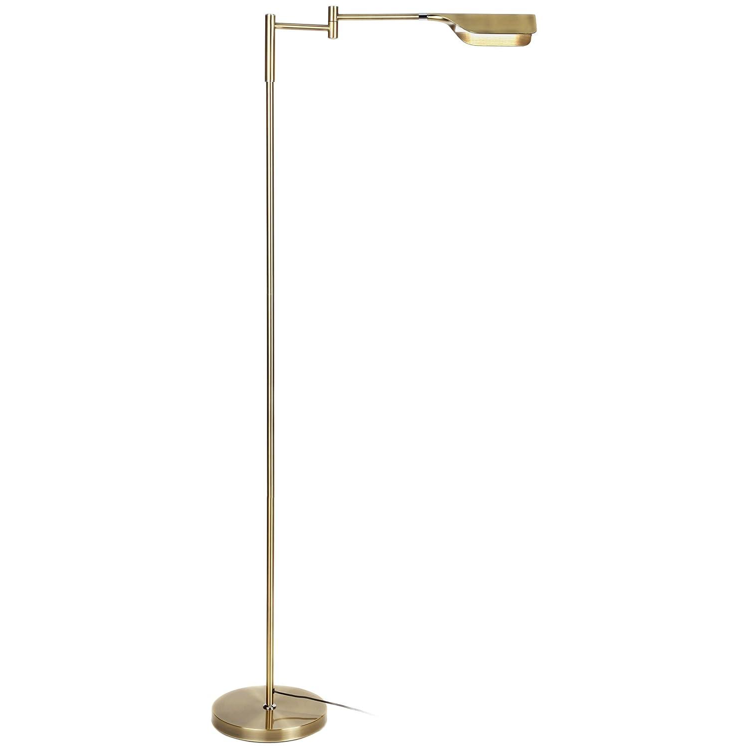 Brightech Leaf 53 in. Industrial Vintage Gold Floor Lamp with Metal Shade and 3-Way Dimming Options, Integrated LED