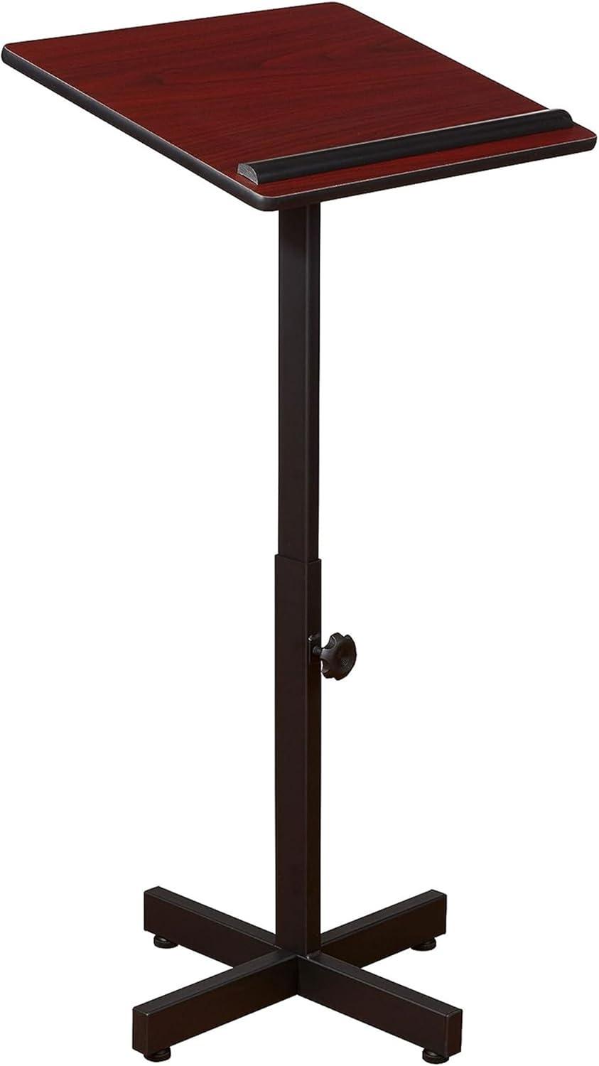 Adjustable Black and Mahogany Mobile Steel Lectern