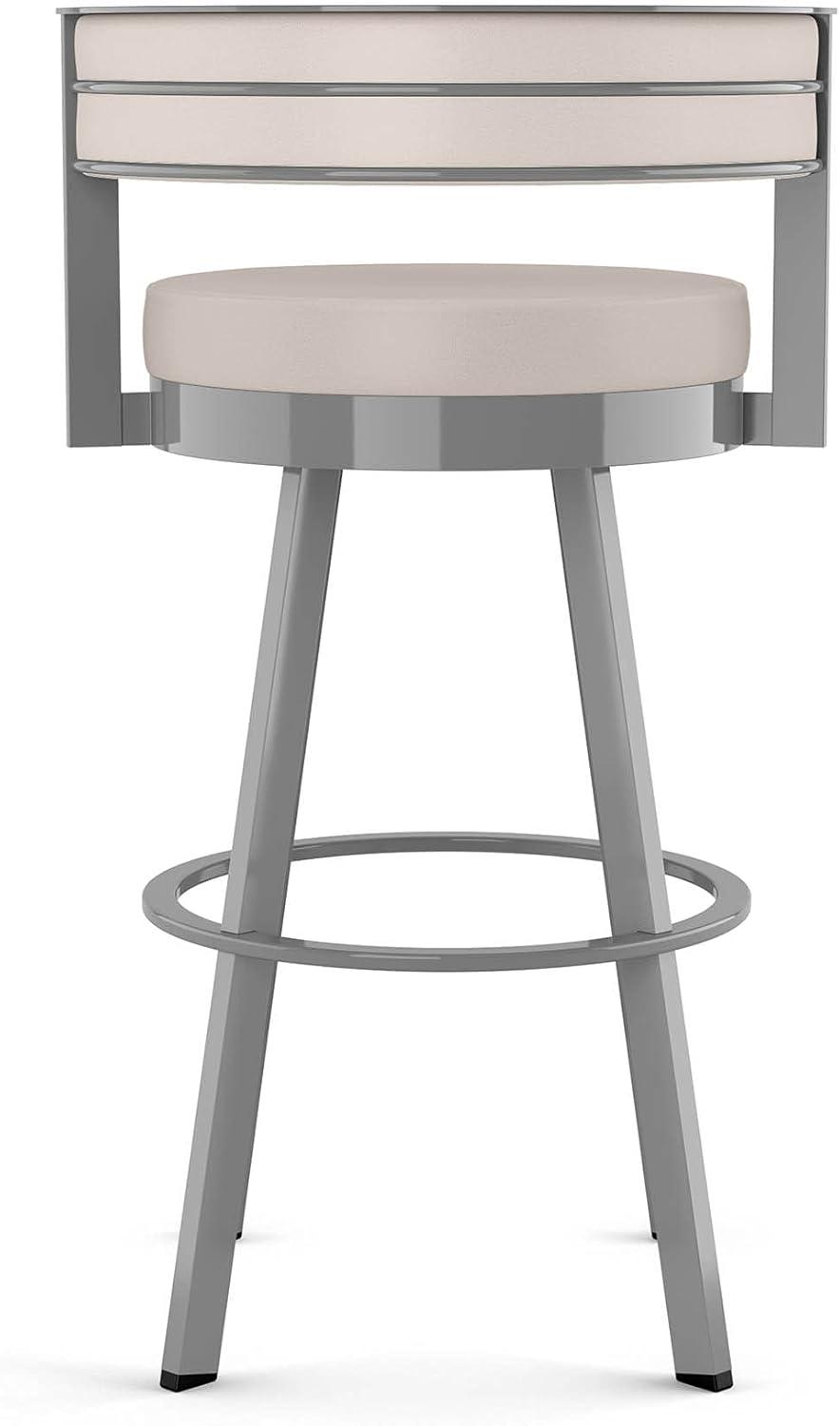 Amisco Browser 26 In. Swivel Counter Stool - Cream Faux Leather / Metallic Grey Metal