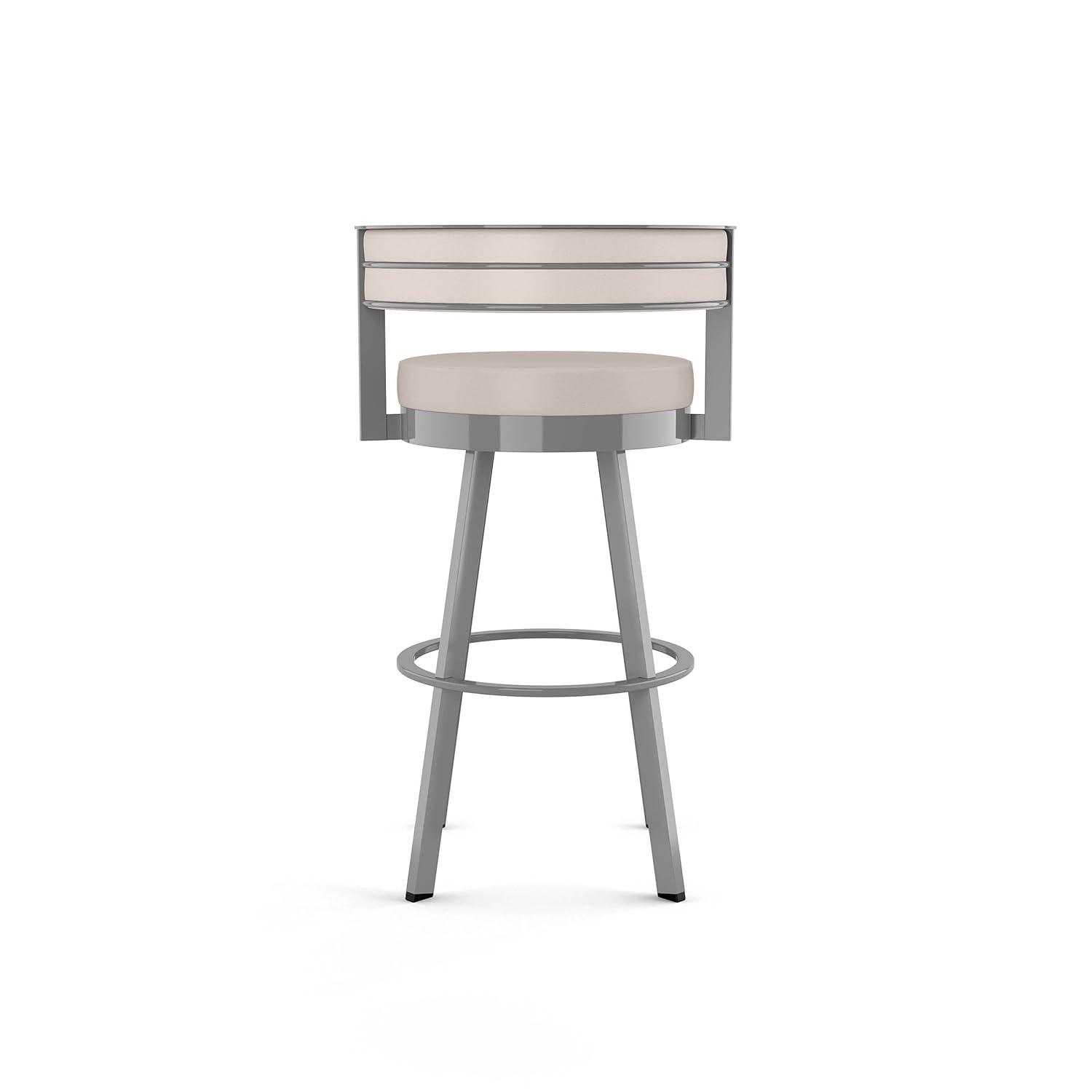 Amisco Browser 26 In. Swivel Counter Stool - Cream Faux Leather / Metallic Grey Metal