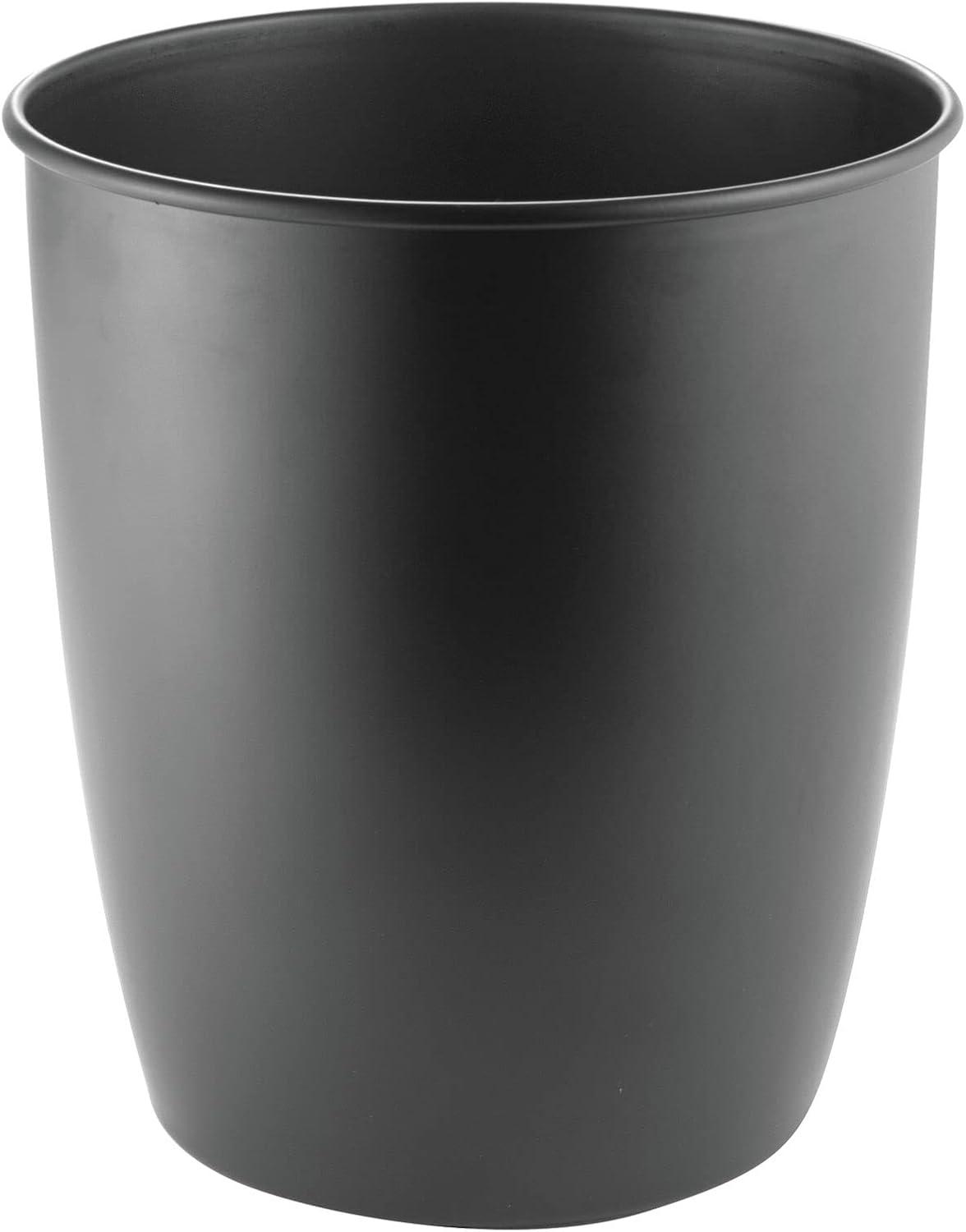 Matte Black Small Round Steel Bathroom Trash Can