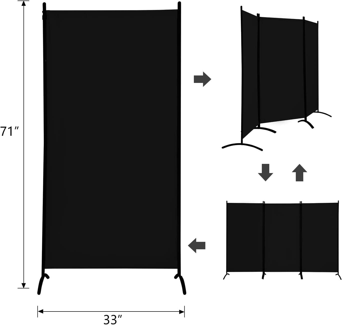 Kadyn Partition Room Dividers,Privacy Screen, 3-Panel Room Divider Folding Privacy Partition Screen for Office Room-Black