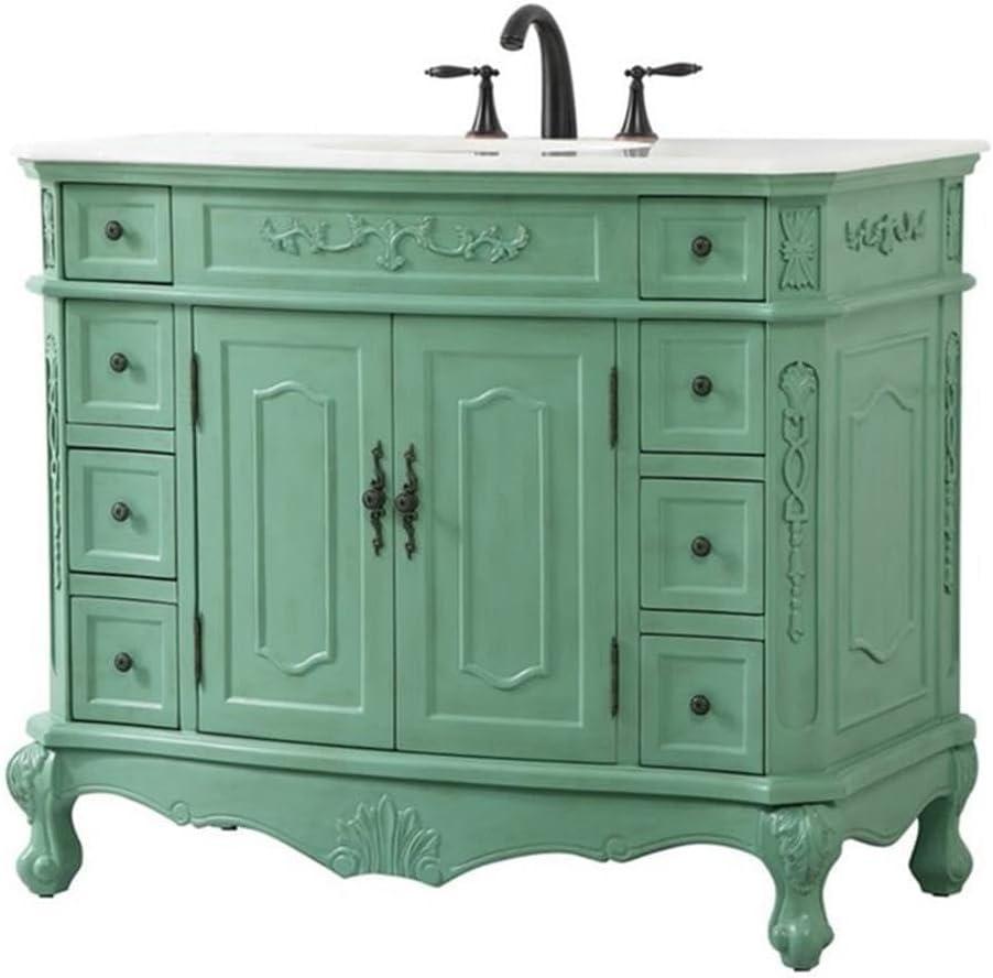 Elegant Lighting Vf10142 Danville 42" Free Standing Single Basin Vanity Set - Vintage Mint