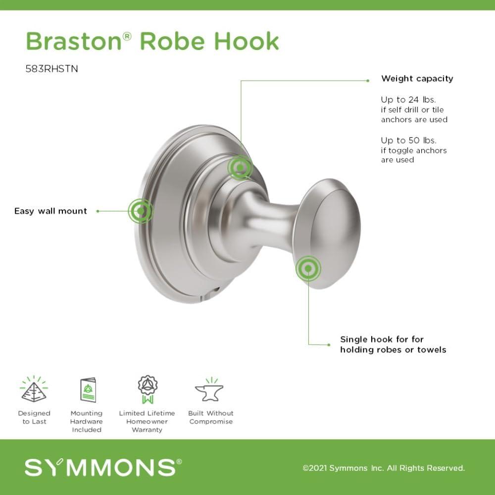 Braston Satin Nickel Wall Mounted Robe and Towel Hook