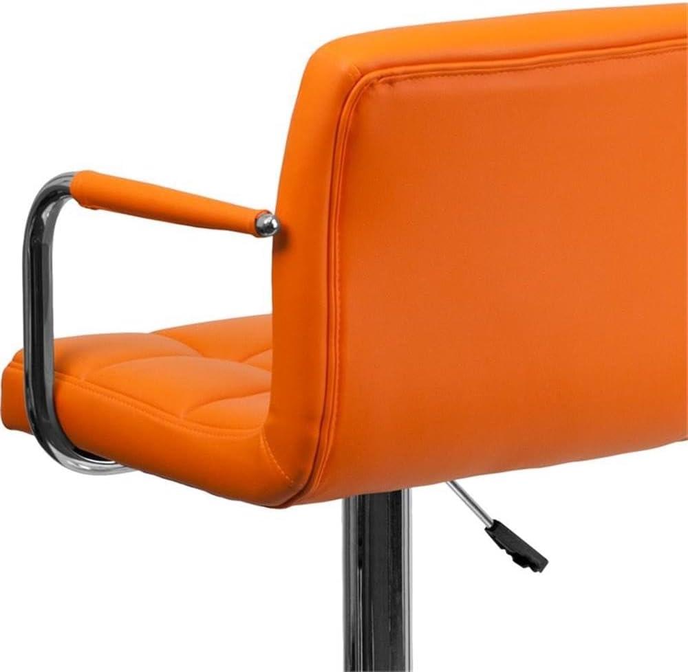 Flash Furniture Contemporary Quilted Vinyl Adjustable Height Barstool with Arms and Chrome Base