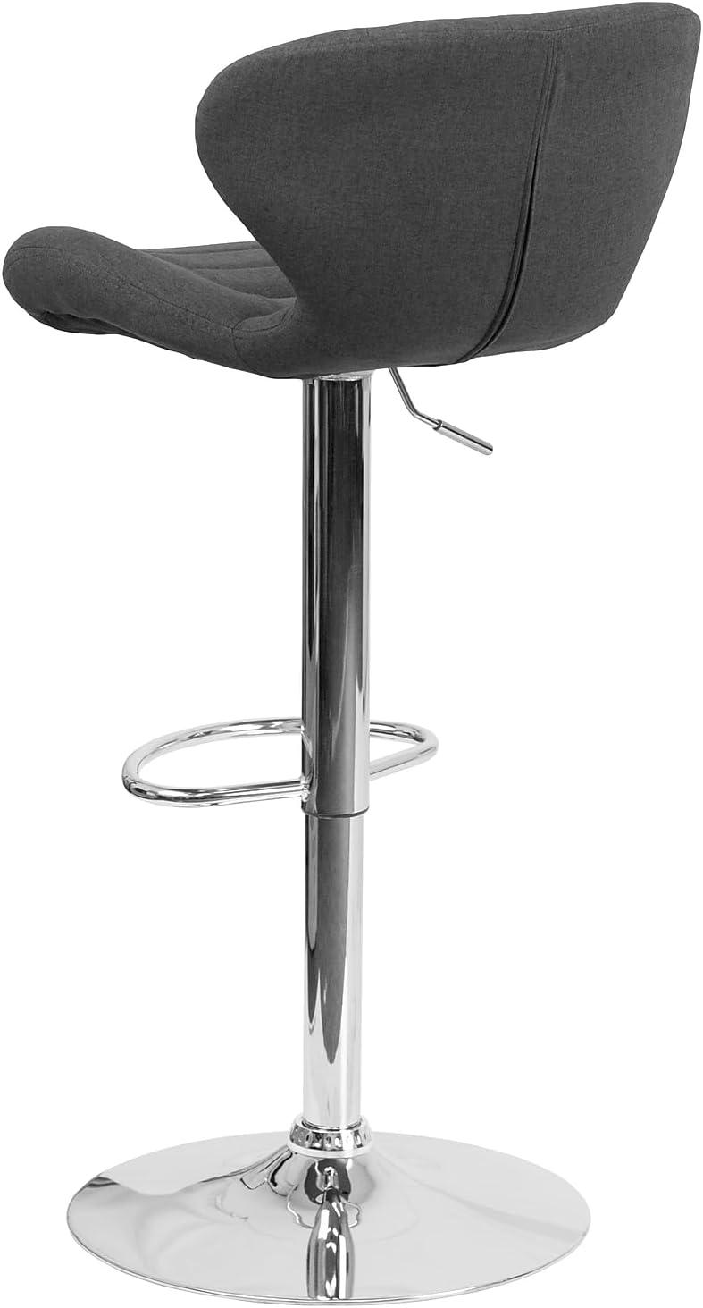 Flash Furniture Contemporary White Vinyl Adjustable Height Barstool with Curved Back and Chrome Base