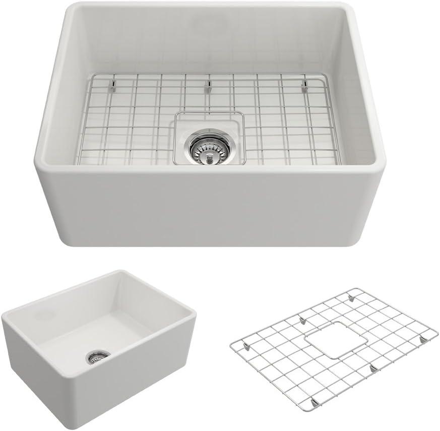 Classico White Fireclay 24" Farmhouse Apron Front Kitchen Sink