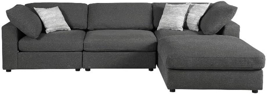 Coaster Serene 4-Piece Fabric Upholstered Sectional with Ottoman in Charcoal
