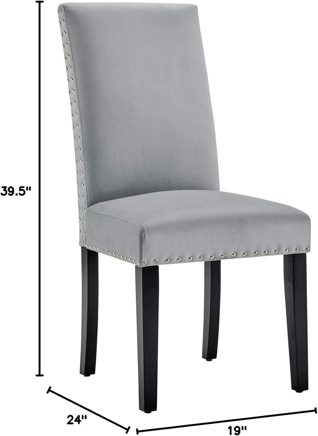 Modway Silver Orchid Lind Velvet Nailhead Trim Dining Side Chairs