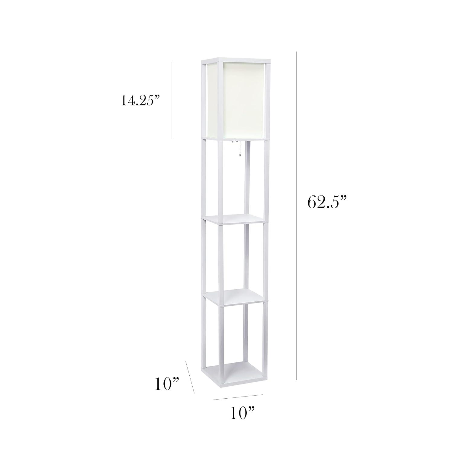 Simple Designs Floor Lamp Etagere Organizer Storage Shelf with Linen Shade