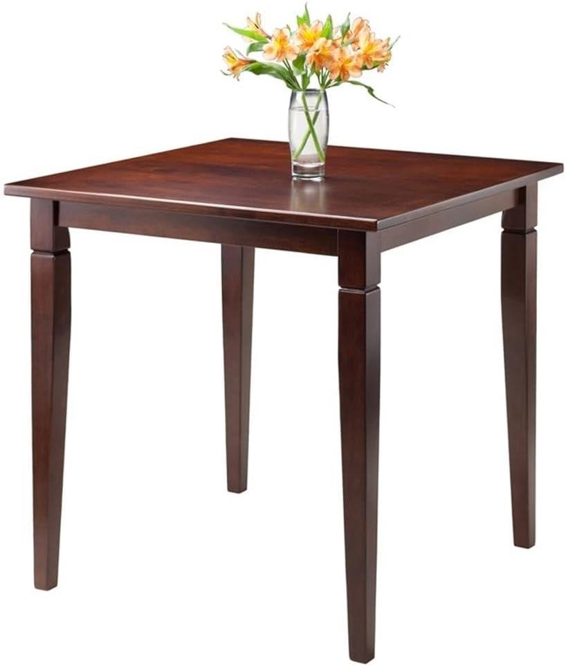 Winsome Kingsgate Dining Table Routed with Tapered Leg Walnut: Hardwood Square Kitchen Table for 4, Modern Style