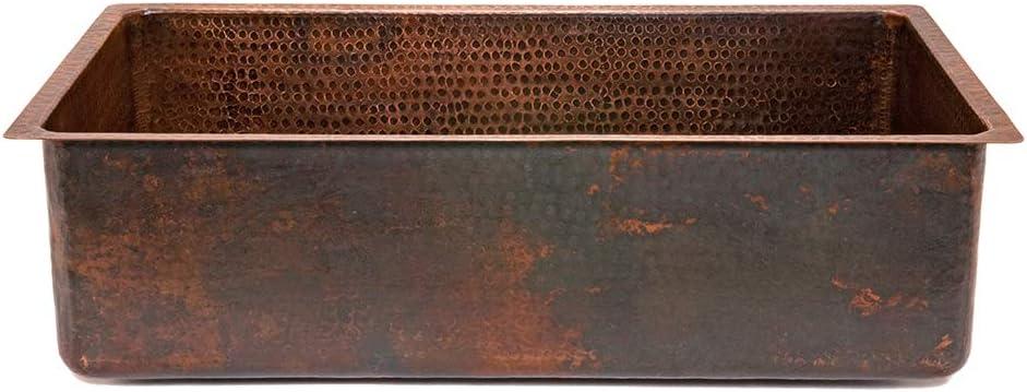 33" Hammered Copper Single Basin Kitchen Sink