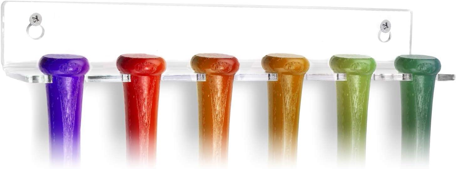 Better Display Cases 6 Medium or Large Mini Baseball Bats (Medium or Large Mini Bats) Display Vertical Clear Acrylic Wall Mount (A066-A)
